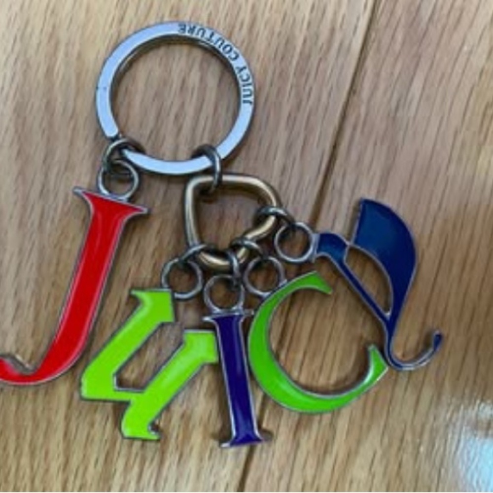 Juicy Couture Multicolor Enamel Letter Keyring with Silver Hardware